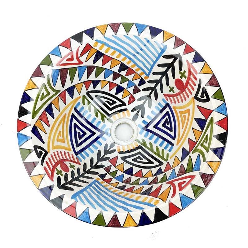 Lavabo lavandino marocchino in ceramica dipinta a mano - Dimensioni circa diam. cm 40*h17