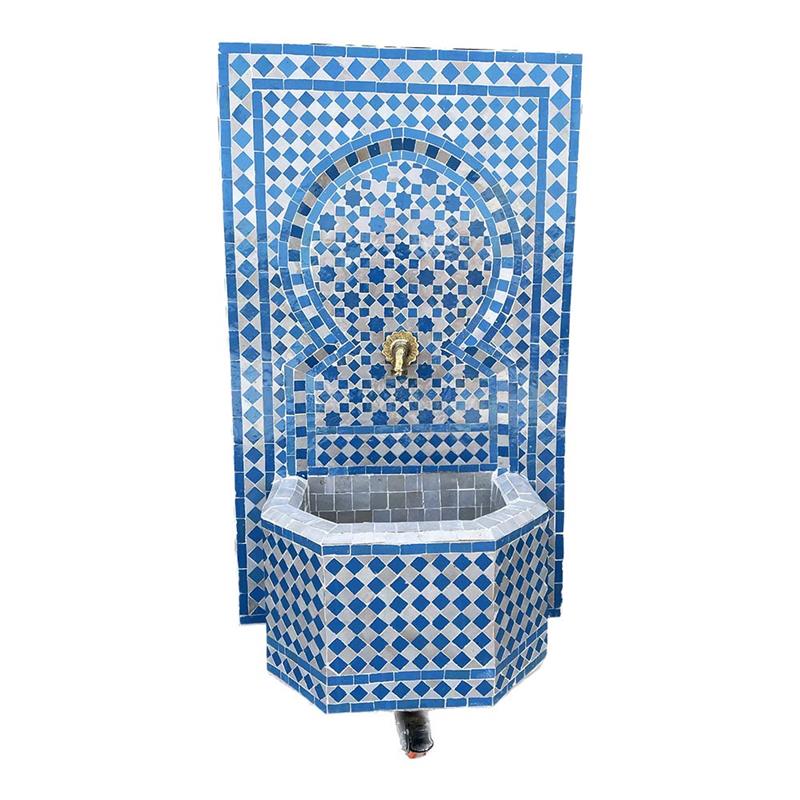 Fontana marocchina in zellije (mosaico di piastrelle) interamente realizzata a mano - Dimensioni cm 60*33*h107